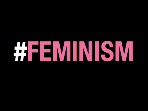 Hashtag feminism in Pink color